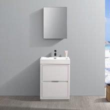 Load image into Gallery viewer, Fresca Valencia 24&quot; Glossy White Free Standing Modern Bathroom Vanity w/ Medicine Cabinet- Fresca