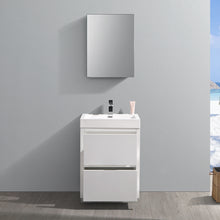 Load image into Gallery viewer, Fresca Valencia 24&quot; Glossy White Free Standing Modern Bathroom Vanity w/ Medicine Cabinet- Fresca