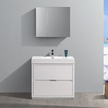 Load image into Gallery viewer, Fresca Valencia 36&quot; Glossy White Free Standing Modern Bathroom Vanity w/ Medicine Cabinet- Fresca