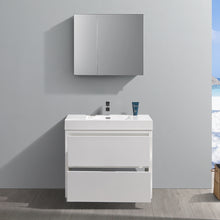 Load image into Gallery viewer, Fresca Valencia 36&quot; Glossy White Free Standing Modern Bathroom Vanity w/ Medicine Cabinet- Fresca