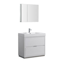 Load image into Gallery viewer, Fresca Valencia 36&quot; Glossy White Free Standing Modern Bathroom Vanity w/ Medicine Cabinet- Fresca