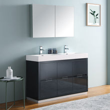 Load image into Gallery viewer, Fresca Valencia 48&quot; Dark Slate Gray Free Standing Double Sink Modern Bathroom Vanity w/ Medicine Cabinet- Fresca