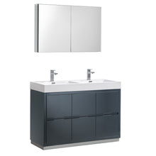 Load image into Gallery viewer, Fresca Valencia 48&quot; Dark Slate Gray Free Standing Double Sink Modern Bathroom Vanity w/ Medicine Cabinet- Fresca