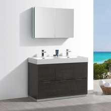 Load image into Gallery viewer, Fresca Valencia 48&quot; Gray Oak Free Standing Double Sink Modern Bathroom Vanity w/ Medicine Cabinet- Fresca