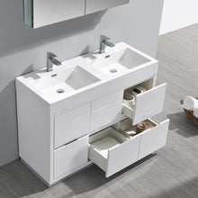 Load image into Gallery viewer, Fresca Valencia 48&quot; Glossy White Free Standing Double Sink Modern Bathroom Vanity w/ Medicine Cabinet- Fresca