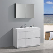 Load image into Gallery viewer, Fresca Valencia 48&quot; Glossy White Free Standing Modern Bathroom Vanity w/ Medicine Cabinet- Fresca
