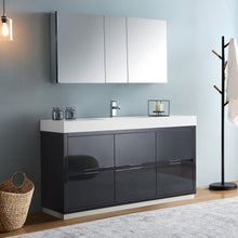Load image into Gallery viewer, Fresca Valencia 60&quot; Dark Slate Gray Free Standing Modern Bathroom Vanity w/ Medicine Cabinet- Fresca