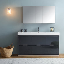 Load image into Gallery viewer, Fresca Valencia 60&quot; Dark Slate Gray Free Standing Modern Bathroom Vanity w/ Medicine Cabinet- Fresca