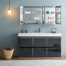 Load image into Gallery viewer, Fresca Valencia 60&quot; Dark Slate Gray Free Standing Modern Bathroom Vanity w/ Medicine Cabinet- Fresca