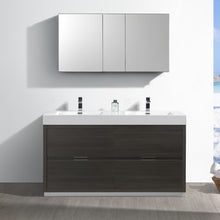 Load image into Gallery viewer, Fresca Valencia 60&quot; Gray Oak Free Standing Double Sink Modern Bathroom Vanity w/ Medicine Cabinet- Fresca