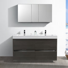 Load image into Gallery viewer, Fresca Valencia 60&quot; Gray Oak Free Standing Double Sink Modern Bathroom Vanity w/ Medicine Cabinet- Fresca