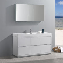 Load image into Gallery viewer, Fresca Valencia 60&quot; Glossy White Free Standing Modern Bathroom Vanity w/ Medicine Cabinet- Fresca