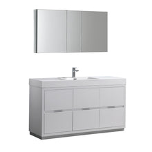 Load image into Gallery viewer, Fresca Valencia 60&quot; Glossy White Free Standing Modern Bathroom Vanity w/ Medicine Cabinet- Fresca