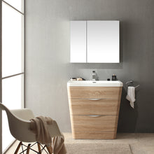 Load image into Gallery viewer, Fresca Milano 32&quot; White Oak Modern Bathroom Vanity w/ Medicine Cabinet- Fresca