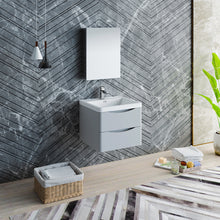 Load image into Gallery viewer, Fresca Tuscany 24&quot; Glossy Gray Wall Hung Modern Bathroom Vanity w/ Medicine Cabinet- Fresca