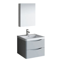 Load image into Gallery viewer, Fresca Tuscany 24&quot; Glossy Gray Wall Hung Modern Bathroom Vanity w/ Medicine Cabinet- Fresca
