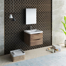 Load image into Gallery viewer, Fresca Tuscany 24&quot; Rosewood Wall Hung Modern Bathroom Vanity w/ Medicine Cabinet- Fresca