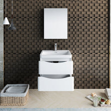 Load image into Gallery viewer, Fresca Tuscany 24&quot; Glossy White Wall Hung Modern Bathroom Vanity w/ Medicine Cabinet- Fresca