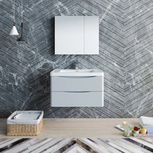 Load image into Gallery viewer, Fresca Tuscany 32&quot; Glossy Gray Wall Hung Modern Bathroom Vanity w/ Medicine Cabinet- Fresca