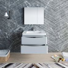 Load image into Gallery viewer, Fresca Tuscany 32&quot; Glossy Gray Wall Hung Modern Bathroom Vanity w/ Medicine Cabinet- Fresca