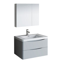 Load image into Gallery viewer, Fresca Tuscany 32&quot; Glossy Gray Wall Hung Modern Bathroom Vanity w/ Medicine Cabinet- Fresca