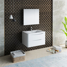 Load image into Gallery viewer, Fresca Tuscany 32&quot; Glossy White Wall Hung Modern Bathroom Vanity w/ Medicine Cabinet- Fresca