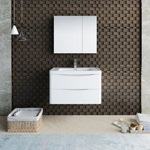 Load image into Gallery viewer, Fresca Tuscany 32&quot; Glossy White Wall Hung Modern Bathroom Vanity w/ Medicine Cabinet- Fresca