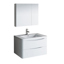 Load image into Gallery viewer, Fresca Tuscany 32&quot; Glossy White Wall Hung Modern Bathroom Vanity w/ Medicine Cabinet- Fresca