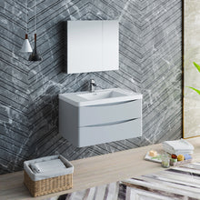Load image into Gallery viewer, Fresca Tuscany 36&quot; Glossy Gray Wall Hung Modern Bathroom Vanity w/ Medicine Cabinet- Fresca