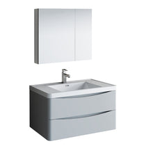Load image into Gallery viewer, Fresca Tuscany 36&quot; Glossy Gray Wall Hung Modern Bathroom Vanity w/ Medicine Cabinet- Fresca