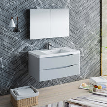 Load image into Gallery viewer, Fresca Tuscany 40&quot; Glossy Gray Wall Hung Modern Bathroom Vanity w/ Medicine Cabinet- Fresca