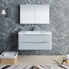 Load image into Gallery viewer, Fresca Tuscany 40&quot; Glossy Gray Wall Hung Modern Bathroom Vanity w/ Medicine Cabinet- Fresca