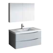 Load image into Gallery viewer, Fresca Tuscany 40&quot; Glossy Gray Wall Hung Modern Bathroom Vanity w/ Medicine Cabinet- Fresca