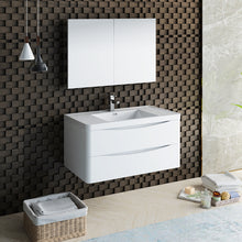 Load image into Gallery viewer, Fresca Tuscany 40&quot; Glossy White Wall Hung Modern Bathroom Vanity w/ Medicine Cabinet- Fresca