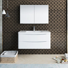 Load image into Gallery viewer, Fresca Tuscany 40&quot; Glossy White Wall Hung Modern Bathroom Vanity w/ Medicine Cabinet- Fresca