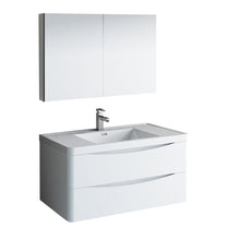 Load image into Gallery viewer, Fresca Tuscany 40&quot; Glossy White Wall Hung Modern Bathroom Vanity w/ Medicine Cabinet- Fresca
