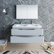 Load image into Gallery viewer, Fresca Tuscany 48&quot; Glossy Gray Wall Hung Double Sink Modern Bathroom Vanity w/ Medicine Cabinet- Fresca