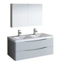 Load image into Gallery viewer, Fresca Tuscany 48&quot; Glossy Gray Wall Hung Double Sink Modern Bathroom Vanity w/ Medicine Cabinet- Fresca