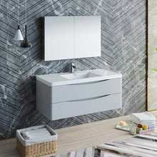 Load image into Gallery viewer, Fresca Tuscany 48&quot; Glossy Gray Wall Hung Modern Bathroom Vanity w/ Medicine Cabinet- Fresca