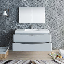 Load image into Gallery viewer, Fresca Tuscany 48&quot; Glossy Gray Wall Hung Modern Bathroom Vanity w/ Medicine Cabinet- Fresca