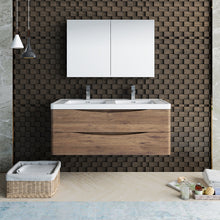 Load image into Gallery viewer, Fresca Tuscany 48&quot; Rosewood Wall Hung Double Sink Modern Bathroom Vanity w/ Medicine Cabinet- Fresca