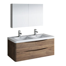 Load image into Gallery viewer, Fresca Tuscany 48&quot; Rosewood Wall Hung Double Sink Modern Bathroom Vanity w/ Medicine Cabinet- Fresca