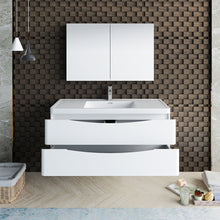 Load image into Gallery viewer, Fresca Tuscany 48&quot; Glossy White Wall Hung Modern Bathroom Vanity w/ Medicine Cabinet- Fresca