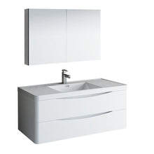 Load image into Gallery viewer, Fresca Tuscany 48&quot; Glossy White Wall Hung Modern Bathroom Vanity w/ Medicine Cabinet- Fresca