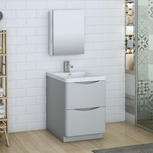 Load image into Gallery viewer, Fresca Tuscany 24&quot; Glossy Gray Free Standing Modern Bathroom Vanity w/ Medicine Cabinet- Fresca