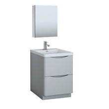 Load image into Gallery viewer, Fresca Tuscany 24&quot; Glossy Gray Free Standing Modern Bathroom Vanity w/ Medicine Cabinet- Fresca