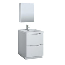 Load image into Gallery viewer, Fresca Tuscany 24&quot; Glossy White Free Standing Modern Bathroom Vanity w/ Medicine Cabinet- Fresca