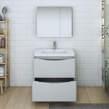 Load image into Gallery viewer, Fresca Tuscany 32&quot; Glossy Gray Free Standing Modern Bathroom Vanity w/ Medicine Cabinet- Fresca
