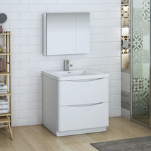Load image into Gallery viewer, Fresca Tuscany 32&quot; Glossy White Free Standing Modern Bathroom Vanity w/ Medicine Cabinet- Fresca