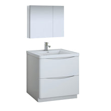 Load image into Gallery viewer, Fresca Tuscany 32&quot; Glossy White Free Standing Modern Bathroom Vanity w/ Medicine Cabinet- Fresca